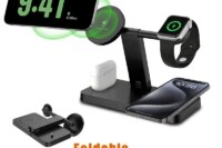 Foldable 4 In 1 Magnetic Wireless Charger Stand For Magsafe iPhone 16 15 14 13 12 Apple Watch Airpods Fast Charging Dock Station