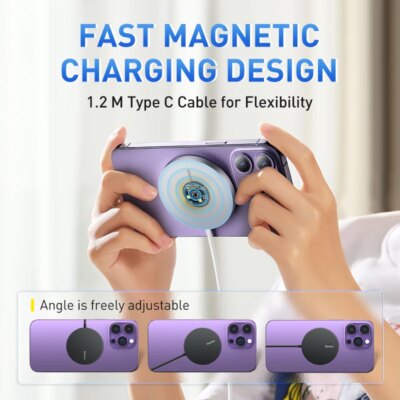Baseus 15W Magnetic Wireless Chargers for iPhone 14 Qi Wireless Charger Fast Charging Pad for iPhone 16 15 14 Mini Phone Charger - Image 4