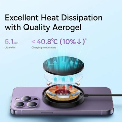 Baseus 15W Magnetic Wireless Chargers for iPhone 14 Qi Wireless Charger Fast Charging Pad for iPhone 16 15 14 Mini Phone Charger - Image 5