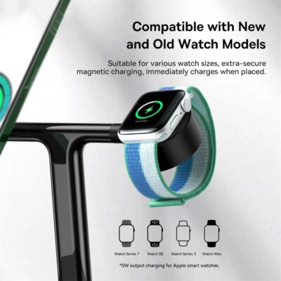 Baseus  3 in 1 20W Magnetic Wireless Charger Stand For Phone iPhone 15 14 Pro Airpods Apple Watch  Fast Charging Station Holder - Image 6