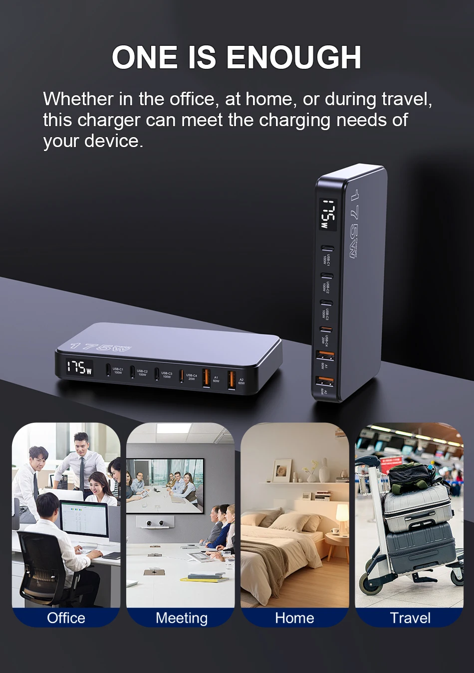 Ueetop 175W GaN USB C Charger LED Display 6-Port Desktop Charger Type C PD 100W PPS 45W Fast Charging for MacBook Samsung iPhone Ueetop 175W GaN USB C Charger LED Display 6-Port Desktop Charger Type C PD 100W PPS 45W Fast Charging for MacBook Samsung iPhone