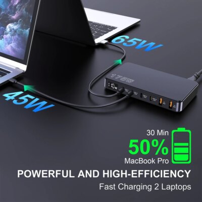Ueetop 175W GaN USB C Charger LED Display 6-Port Desktop Charger Type C PD 100W PPS 45W Fast Charging for MacBook Samsung iPhone - Image 5