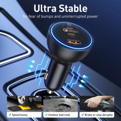 Baseus 160W Car Charger QC 5.0 Fast Quick Charging PPS PD3.0 USB Type C Car Phone Charge For iPhone 13 14 15 Pro Laptops Tablets - Image 5