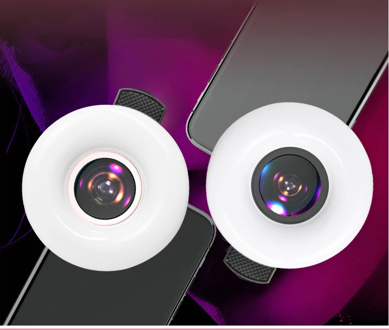 Macro Lens for Mobile 20X Fill Ring Light Selfie Live Lamp Camera Lens with LED Universal Flash Smartphone Portable Light Clip