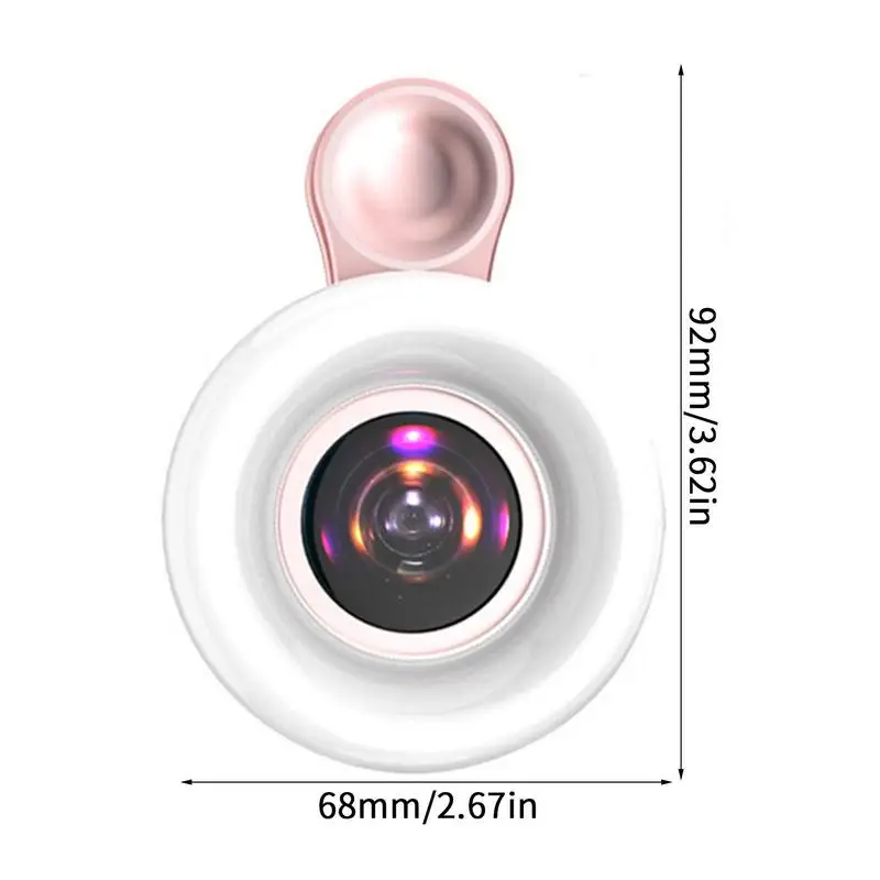 Macro Lens for Mobile 20X Fill Ring Light Selfie Live Lamp Camera Lens with LED Universal Flash Smartphone Portable Light Clip