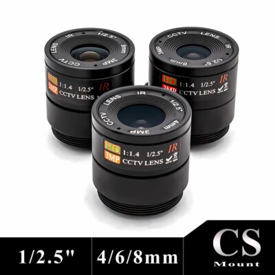 WGWK High Quality Industrial 4mm/6mm/8mm Fixed Focus Lens 1/2.5"  CS Mount IR Filter CCTV Lens for Surveillance Security Camera