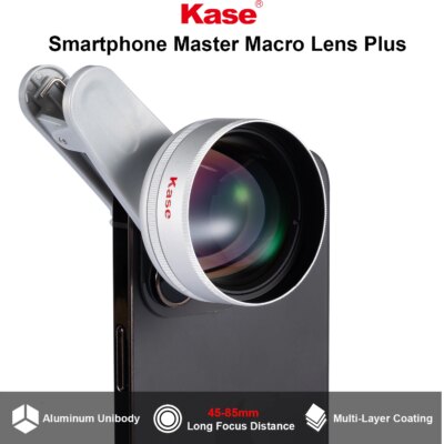 Kase HD Master Macro Lens for iPhone 16 15 14 13 12 Samsung Huawei Android, Macro Phone Camera Lens, Long Shoot Distance 45-85mm