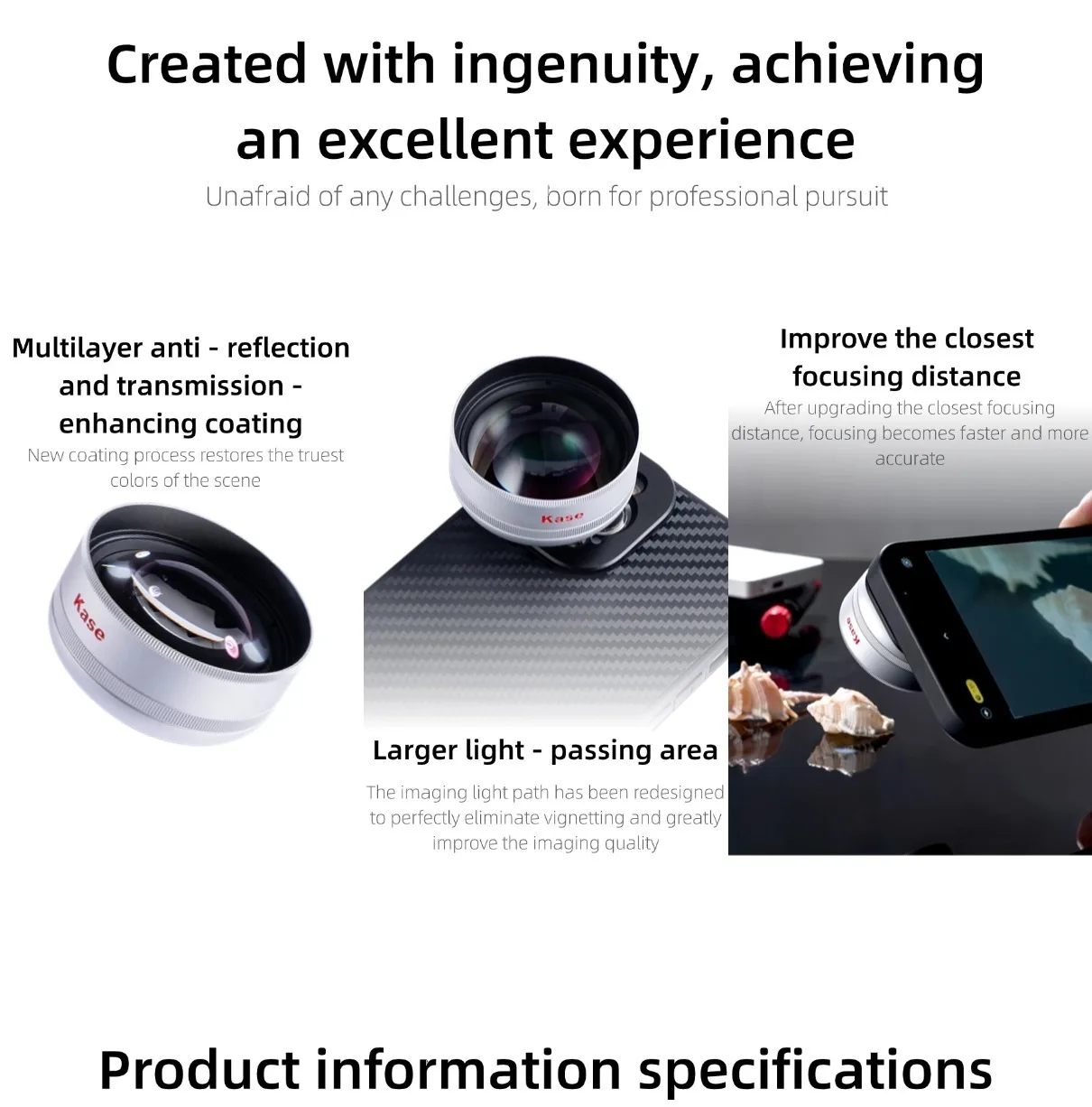 Kase HD Master Macro Lens for iPhone 16 15 14 13 12 Samsung Huawei Android, Macro Phone Camera Lens, Long Shoot Distance 45-85mm Kase HD Master Macro Lens for iPhone 16 15 14 13 12 Samsung Huawei Android, Macro Phone Camera Lens, Long Shoot Distance 45-85mm