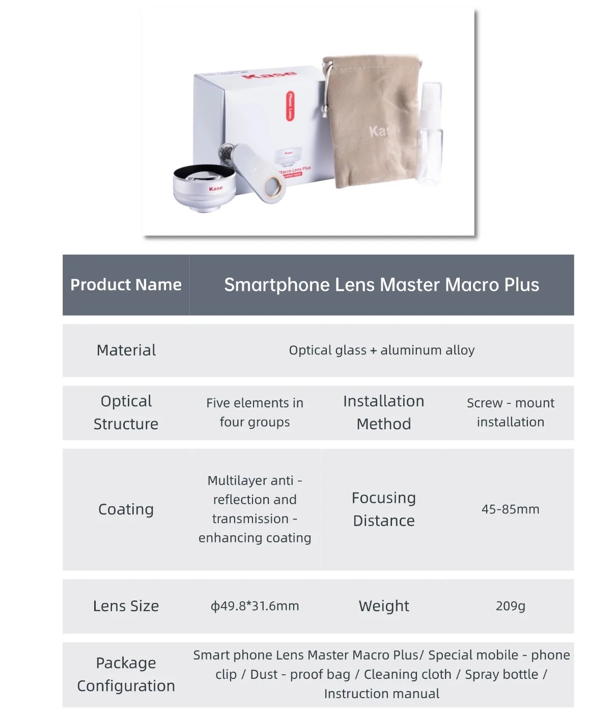 Kase HD Master Macro Lens for iPhone 16 15 14 13 12 Samsung Huawei Android, Macro Phone Camera Lens, Long Shoot Distance 45-85mm Kase HD Master Macro Lens for iPhone 16 15 14 13 12 Samsung Huawei Android, Macro Phone Camera Lens, Long Shoot Distance 45-85mm