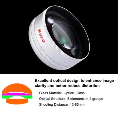 Kase HD Master Macro Lens for iPhone 16 15 14 13 12 Samsung Huawei Android, Macro Phone Camera Lens, Long Shoot Distance 45-85mm - Image 2