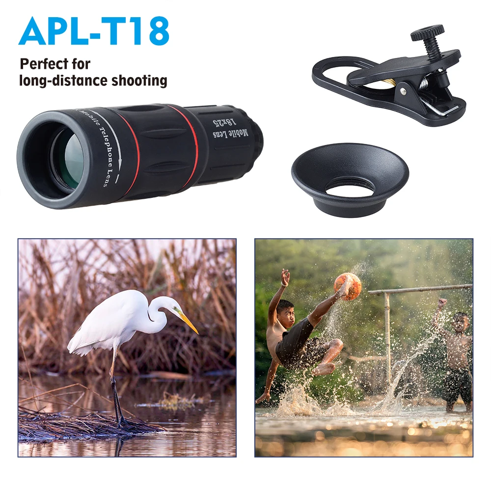 APEXEL 18X Telescope Zoom lens Monocular Mobile Phone camera Lenses for iPhone Samsung Smartphones for Camping hunting Sports