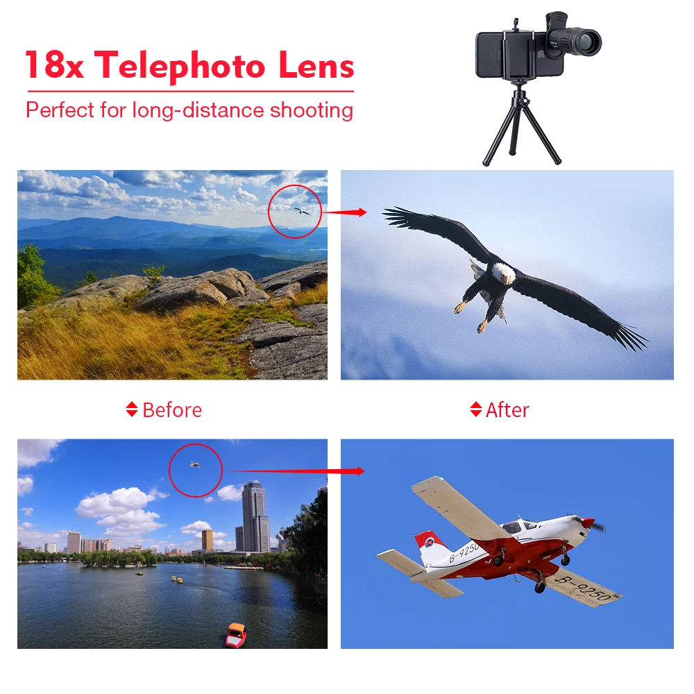 APEXEL 18X Telescope Zoom lens Monocular Mobile Phone camera Lenses for iPhone Samsung Smartphones for Camping hunting Sports