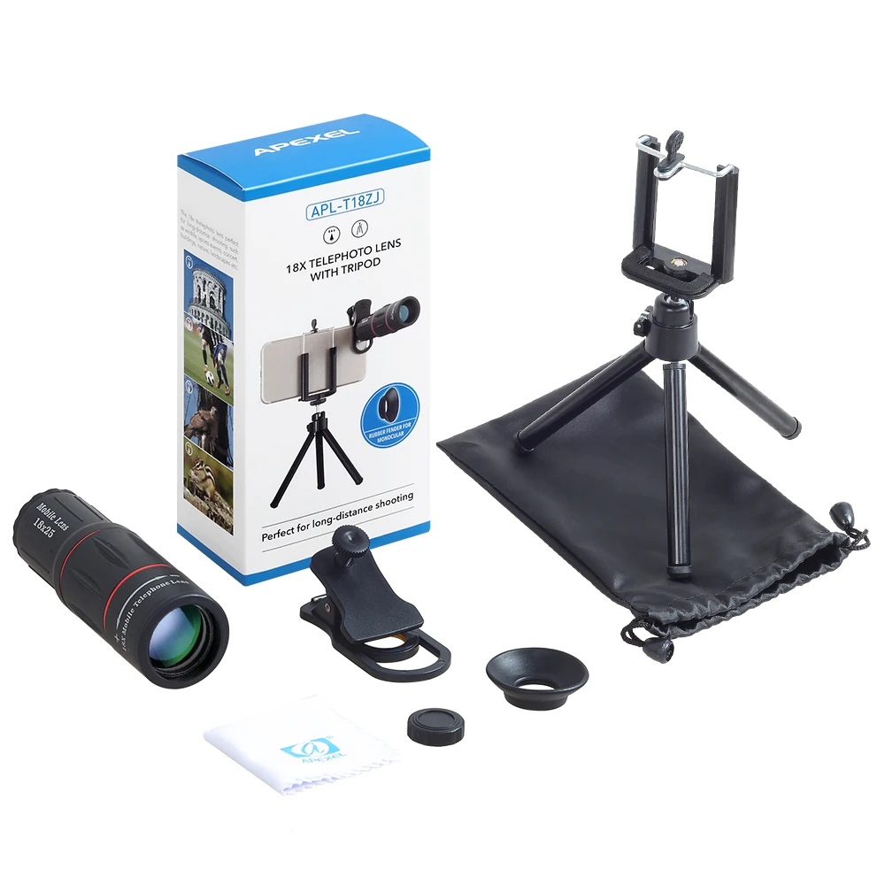 APEXEL 18X Telescope Zoom lens Monocular Mobile Phone camera Lenses for iPhone Samsung Smartphones for Camping hunting Sports