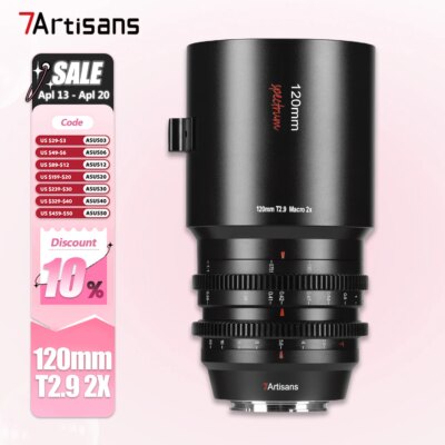 7artisans 120mm T2.9 Macro 2X Full Frame Cine Lens for Camera Studio Insect Jewelry Photography with Sony E Nikon Z Canon RF L