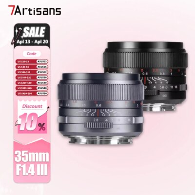 7artisans 35mm F1.4 III Full Frame Large Aperture Camera Lens for Portrait Photography with Sony E A7RIII Nikon Z50 Canon R L