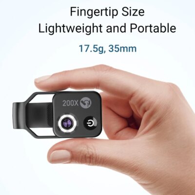 200X Zoom Phone Mini Pocket Microscope with CPL Lens LED Light Mobile Phone External Lens Portable Phone Microscope Camera - Image 2