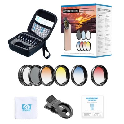 APEXEL 7 IN 1 camera Phone Lens Kit 37mm Graduate Red Blue Yellow Filters+CPL ND/Star Filters for iPhone Samsung all Smartphones - Image 6