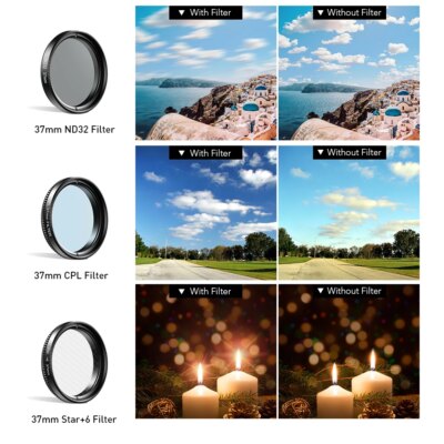 APEXEL 7 IN 1 camera Phone Lens Kit 37mm Graduate Red Blue Yellow Filters+CPL ND/Star Filters for iPhone Samsung all Smartphones - Image 3