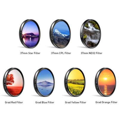 APEXEL 7 IN 1 camera Phone Lens Kit 37mm Graduate Red Blue Yellow Filters+CPL ND/Star Filters for iPhone Samsung all Smartphones - Image 2