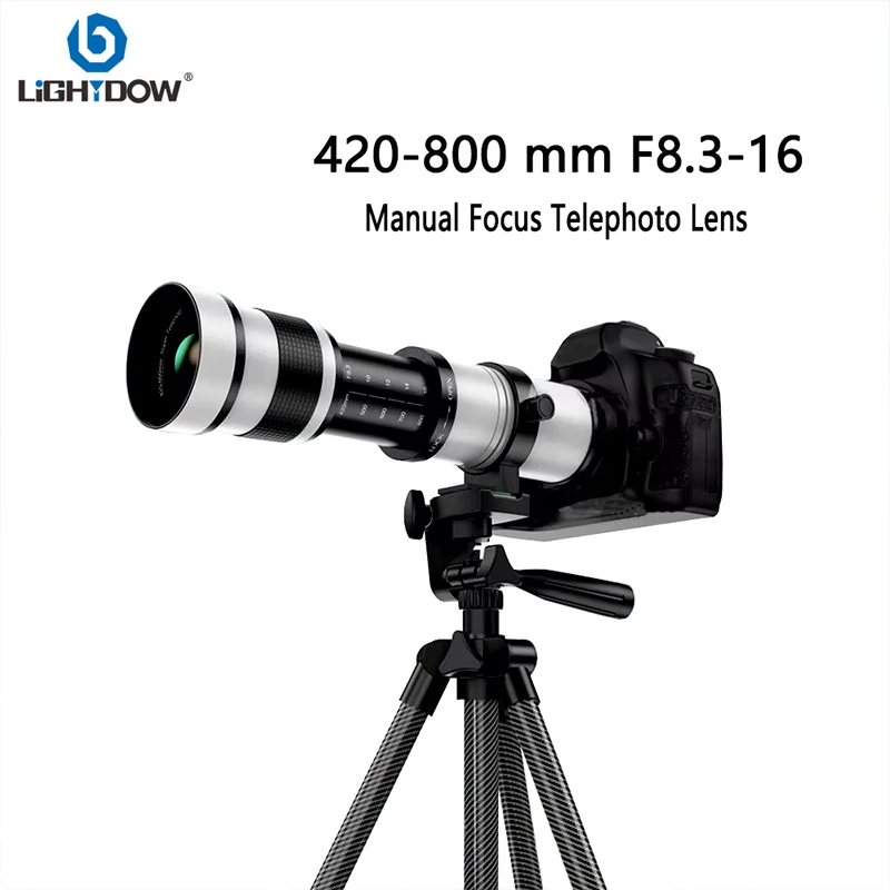 Lightdow 420-800mm f/8.3-16 Manual Telephoto Zoom Lens for Canon RF Canon EF  Nikon F Nikon Z Sony A Sony E Mount Camera