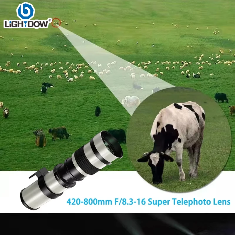 Lightdow 420-800mm f/8.3-16 Manual Telephoto Zoom Lens for Canon RF Canon EF  Nikon F Nikon Z Sony A Sony E Mount Camera