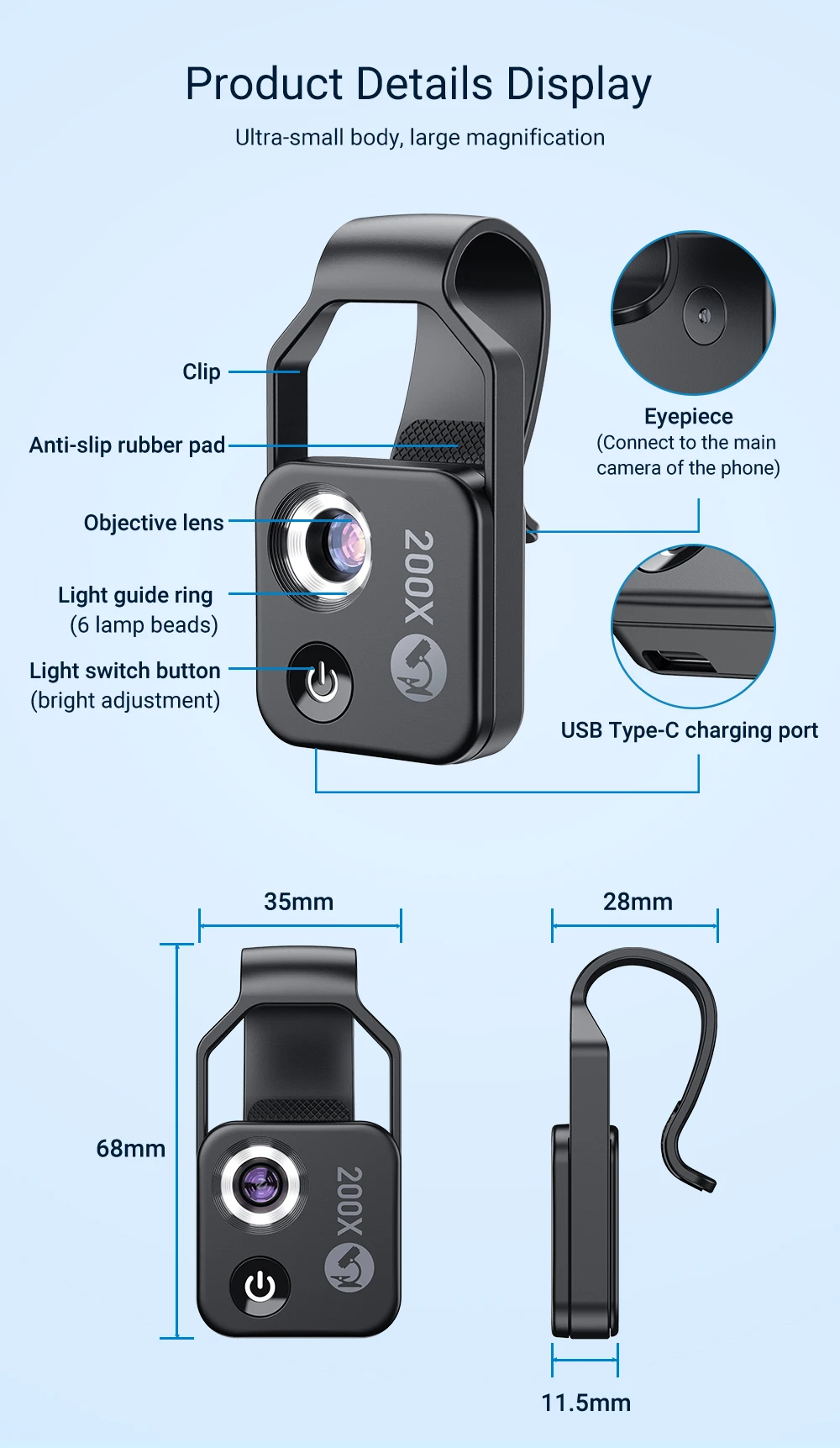 APEXEL 200X Pocket Microscope Lens with CPL Filter LED Light Mini Micro Macro Lenses for iPhone 15 13 14 Samsung All Smartphones APEXEL 200X Pocket Microscope Lens with CPL Filter LED Light Mini Micro Macro Lenses for iPhone 15 13 14 Samsung All Smartphones