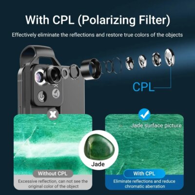 APEXEL 200X Pocket Microscope Lens with CPL Filter LED Light Mini Micro Macro Lenses for iPhone 15 13 14 Samsung All Smartphones - Image 3