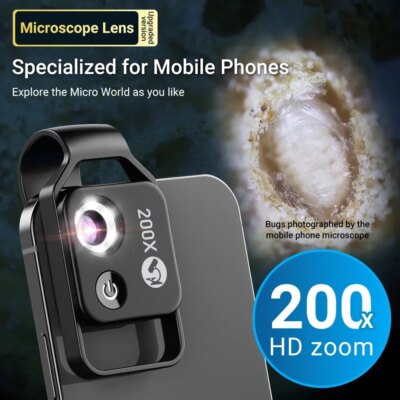 APEXEL 200X Pocket Microscope Lens with CPL Filter LED Light Mini Micro Macro Lenses for iPhone 15 13 14 Samsung All Smartphones - Image 2