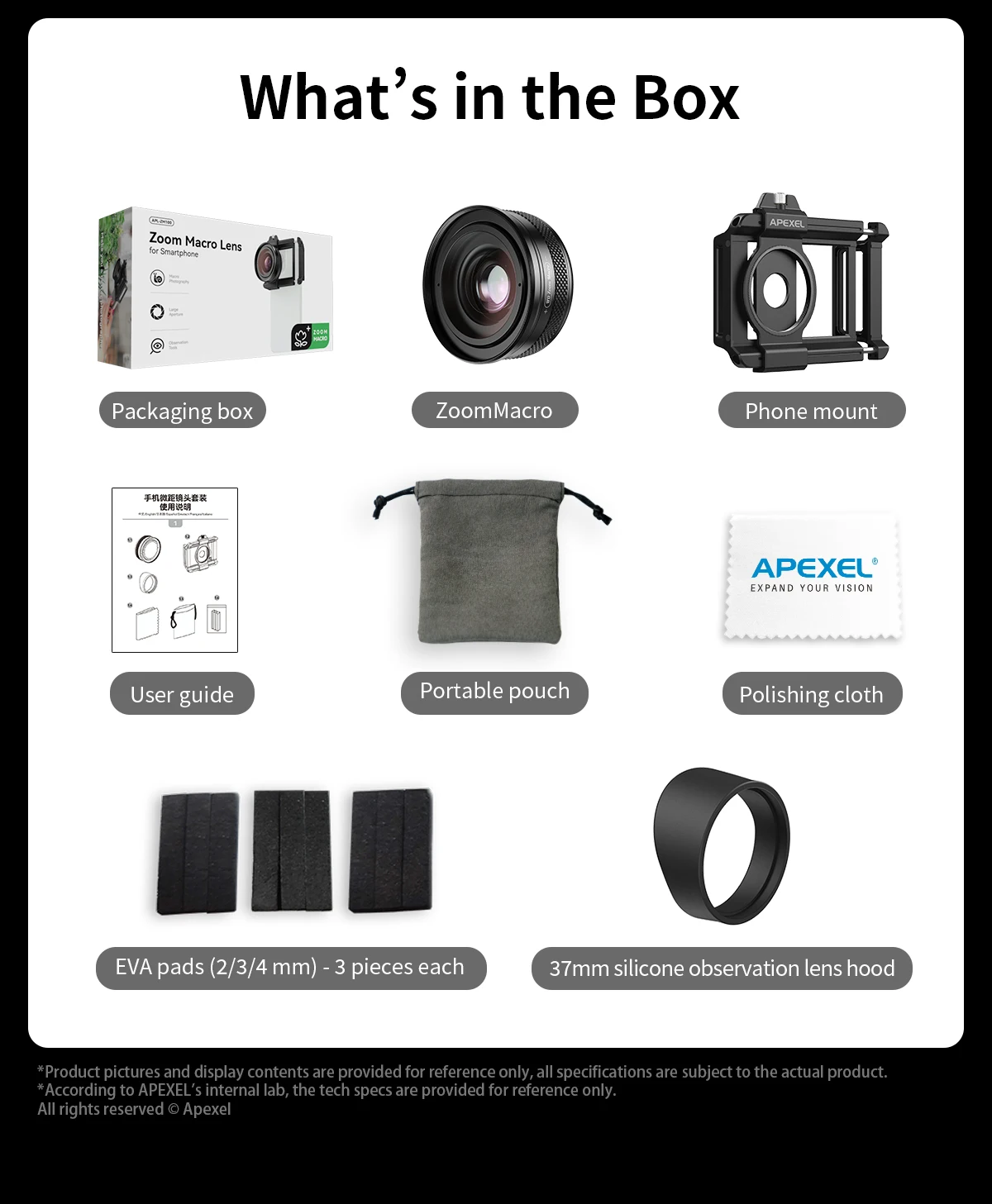 APEXEL 10-20X Zoom Macro Lens  HD Micro Phone Camera Lenses Support Eye Macro Photography for iPhone Samsung all Smartphones