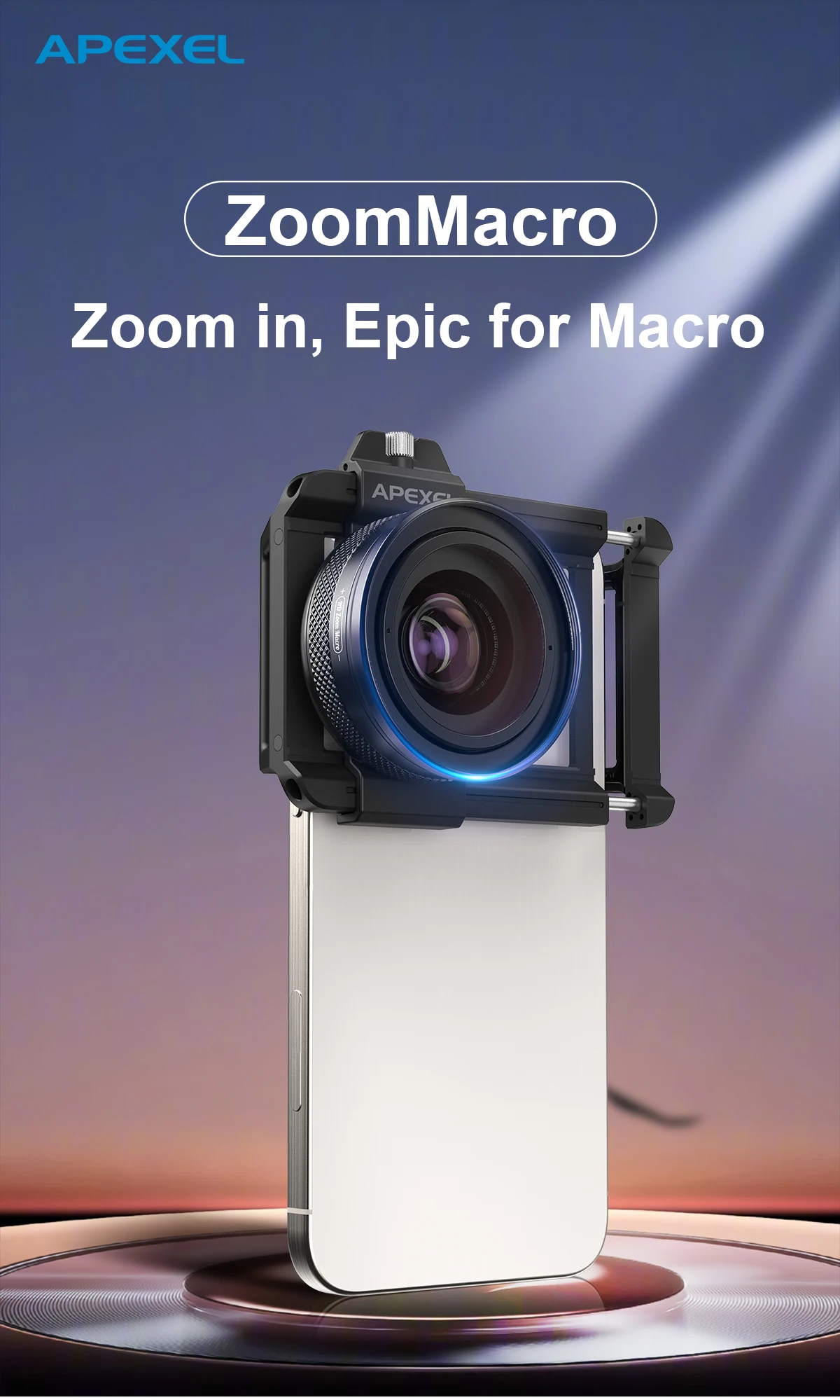 APEXEL 10-20X Zoom Macro Lens  HD Micro Phone Camera Lenses Support Eye Macro Photography for iPhone Samsung all Smartphones