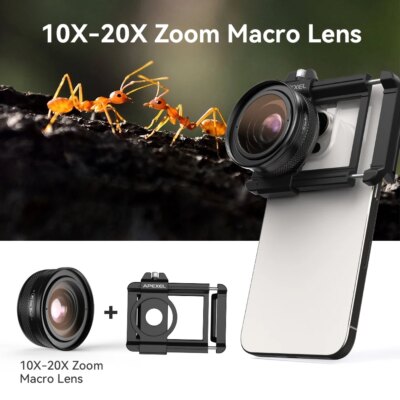 APEXEL 10-20X Zoom Macro Lens  HD Micro Phone Camera Lenses Support Eye Macro Photography for iPhone Samsung all Smartphones - Image 3