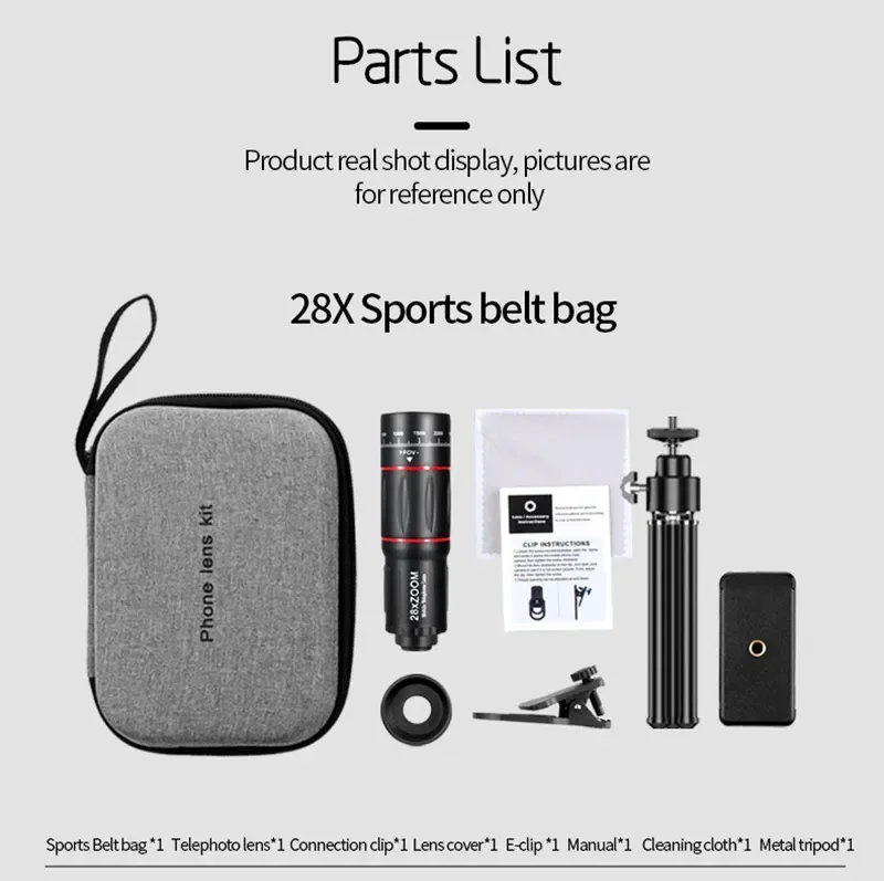 Telephoto Lens 28X HD Camera Phone Lens Telescope Zoom Macro Lens for Iphone Samsung Smartphone Fish Eye Lente Para Celular