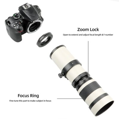 Lightdow Super Telephoto Manual Zoom Lens 420-800mm F8.3-16 With T2 Ring Adapter for Sony Canon Nikon Pentax Olympus Cameras - Image 2