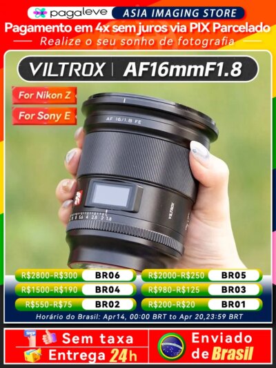 【 Do Brasil 】 Viltrox AF 16mm F1.8 FE Full Frame Mirrorless Camera Wide Angle Fisheye Lens for Sony E ZVE10 A7IV A7SIII 16 1.8