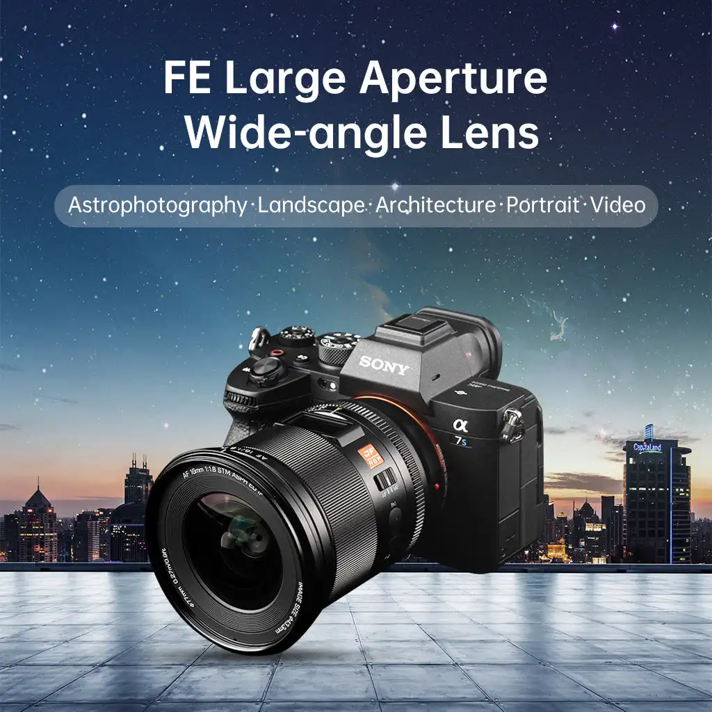 【 Do Brasil 】 Viltrox AF 16mm F1.8 FE Full Frame Mirrorless Camera Wide Angle Fisheye Lens for Sony E ZVE10 A7IV A7SIII 16 1.8