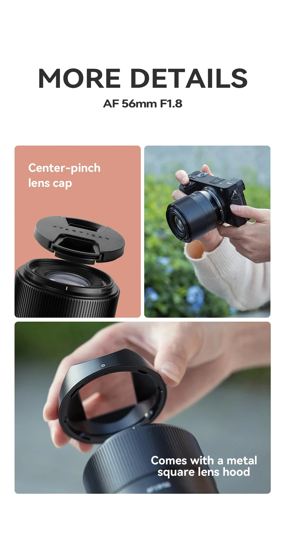TTArtisan Auto Focus 56mm F1.8 camera lens X E Z mount for Fujifilm XS10 XS20 X-H2s XT5 XT30 Sony a6000 zve10 a6700 Nikon zfc