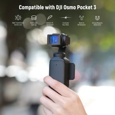 NEEWER Magnetic 1.2X Anamorphic Lens For DJI Osmo Pocket 3 Aspherical Camera Lens for Widescreen Cinematic with Blue Flare - Image 3
