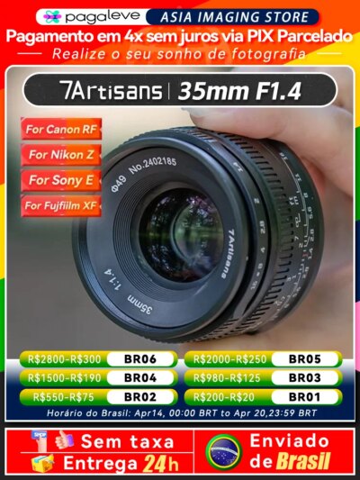 【 Do Brasil 】 7Artisans  35mm F1.4 APS-C Mirrorless Camera Portrait Lens for Sony E A6400 A6700 A6000 ZV-E10 7 Artisans 35 1.4