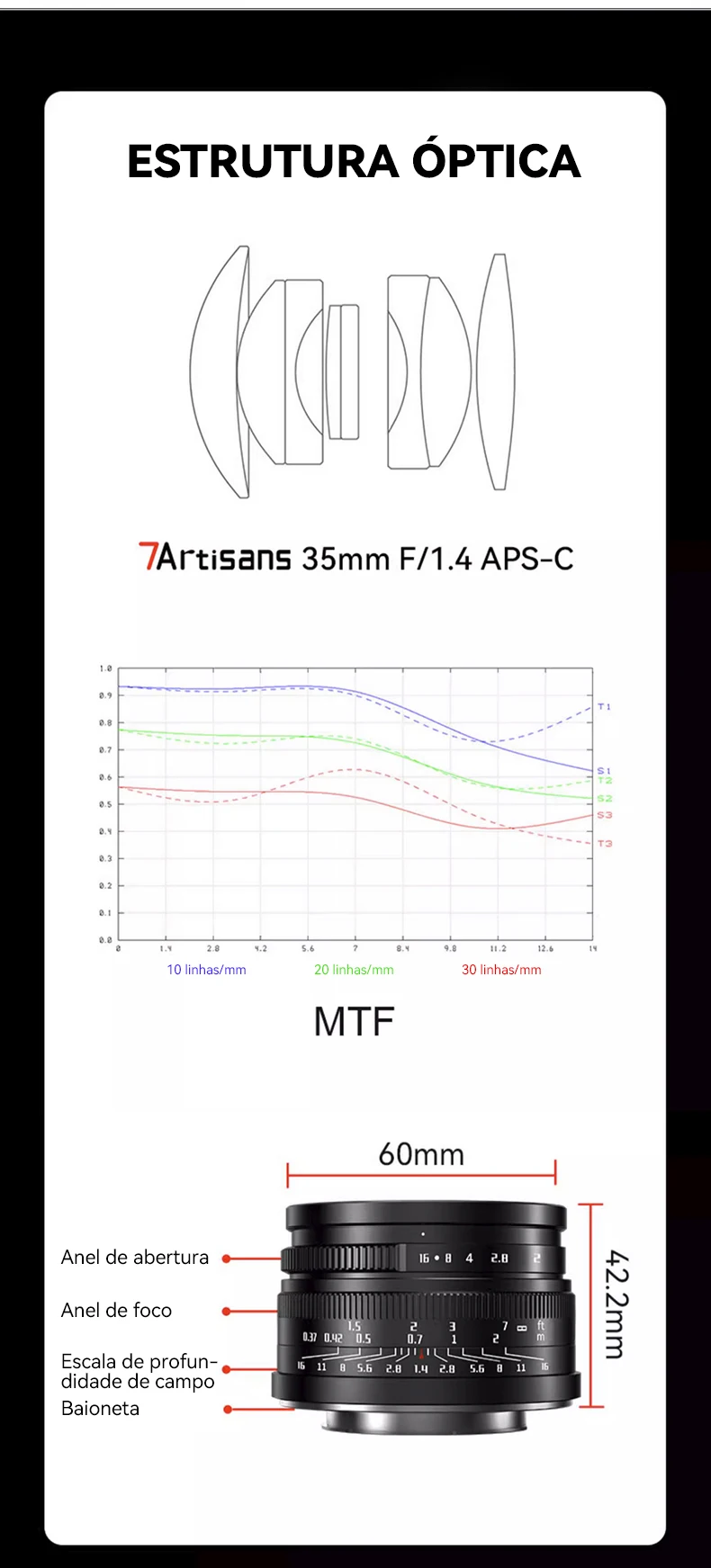 【 Do Brasil 】 7Artisans 35mm F1.4 APS-C Mirrorless Camera Portrait Lens for Sony E A6400 A6700 A6000 ZV-E10 7 Artisans 35 1.4 【 Do Brasil 】 7Artisans 35mm F1.4 APS-C Mirrorless Camera Portrait Lens for Sony E A6400 A6700 A6000 ZV-E10 7 Artisans 35 1.4