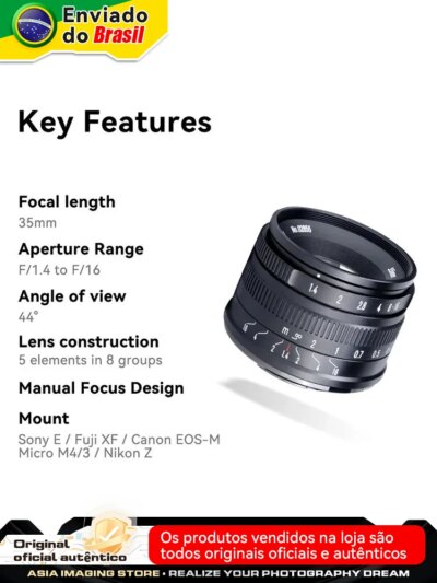 【 Do Brasil 】 7Artisans  35mm F1.4 APS-C Mirrorless Camera Portrait Lens for Sony E A6400 A6700 A6000 ZV-E10 7 Artisans 35 1.4 - Image 6