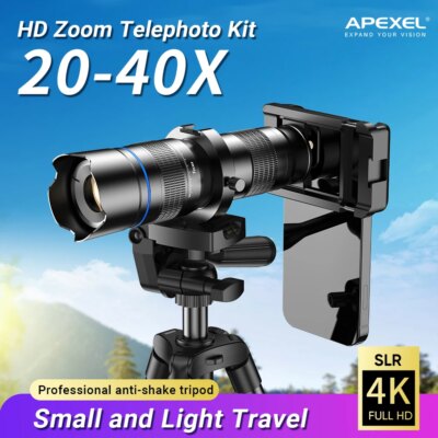 APEXEL HD Metal 20-40x zoom telescope lens phone telephoto Lenses With Extendable Mini Tripod for Samsung iPhone all Smartphones - Image 3