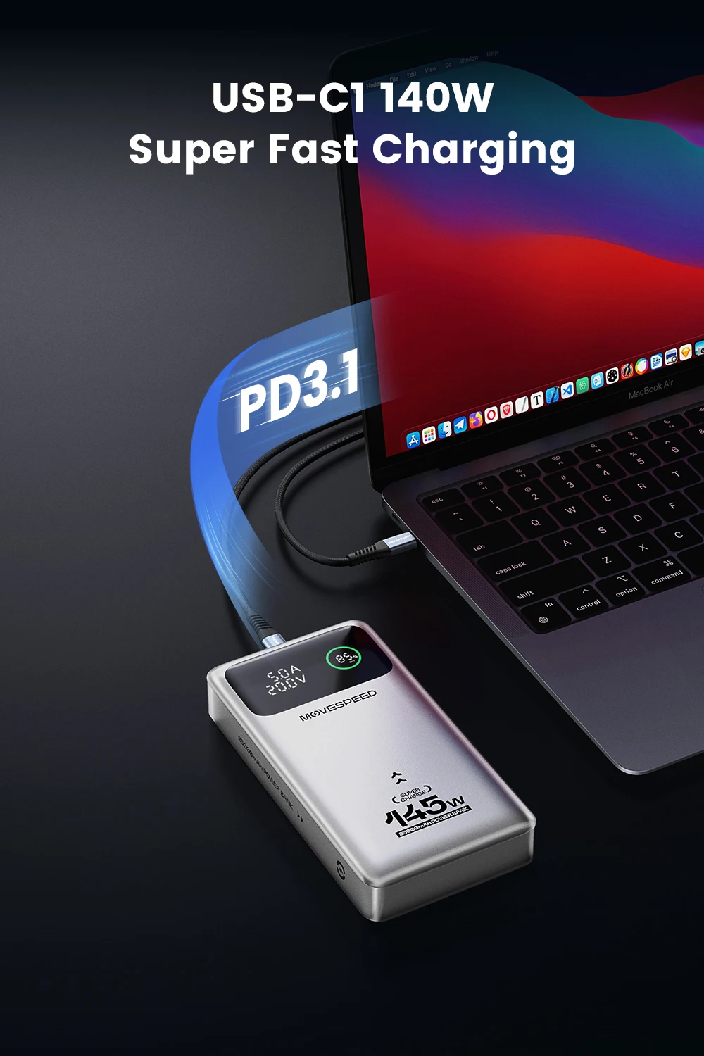 MOVESPEED M25 Pro 140W Power Bank 25000mAh PD3.1 USB-C Fast Charging Powerbank Portable External Battery for MacBook Dell Laptop MOVESPEED M25 Pro 140W Power Bank 25000mAh PD3.1 USB-C Fast Charging Powerbank Portable External Battery for MacBook Dell Laptop