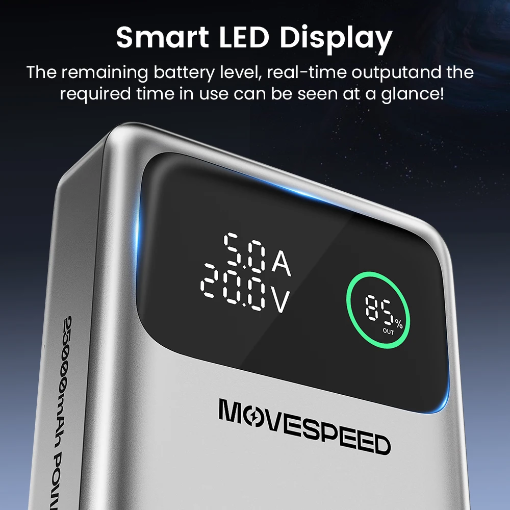 MOVESPEED M25 Pro 140W Power Bank 25000mAh PD3.1 USB-C Fast Charging Powerbank Portable External Battery for MacBook Dell Laptop MOVESPEED M25 Pro 140W Power Bank 25000mAh PD3.1 USB-C Fast Charging Powerbank Portable External Battery for MacBook Dell Laptop