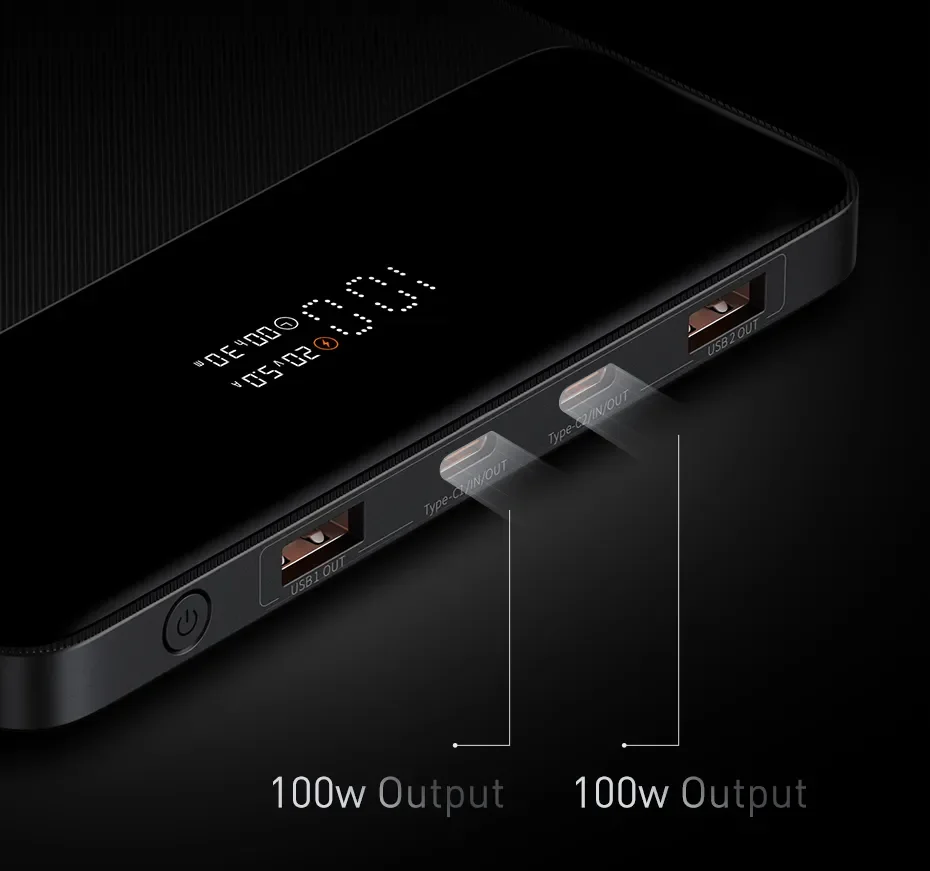 Baseus 100W 20000mAh Power Bank PD Fast Charging Powerbank Portable External Battery Charger For Macbook Laptop