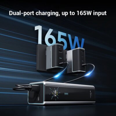 CUKTECH No.15 Power Bank Ultra 20000mAh PB200U 165W 2-Ports Input Portable Screen Display For Macbook iPhone 15 Xiaomi 14 Pro - Image 2