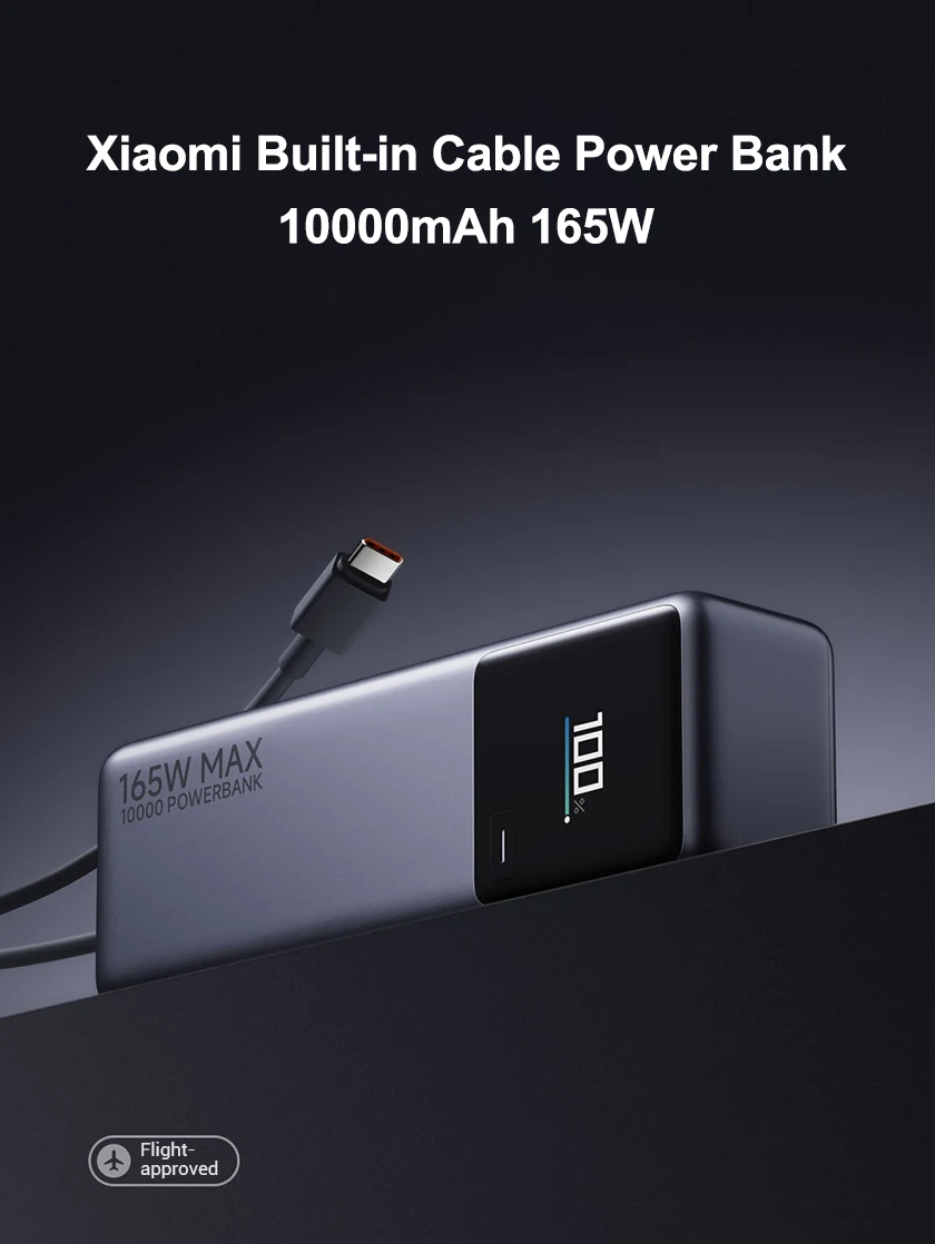 Xiaomi 165W Power Bank 10000 PB1165MI Integrated USB C Cable LED Display Portable Charger For Macbook iPhone 15 Xiaomi 14 Pro Xiaomi 165W Power Bank 10000 PB1165MI Integrated USB C Cable LED Display Portable Charger For Macbook iPhone 15 Xiaomi 14 Pro