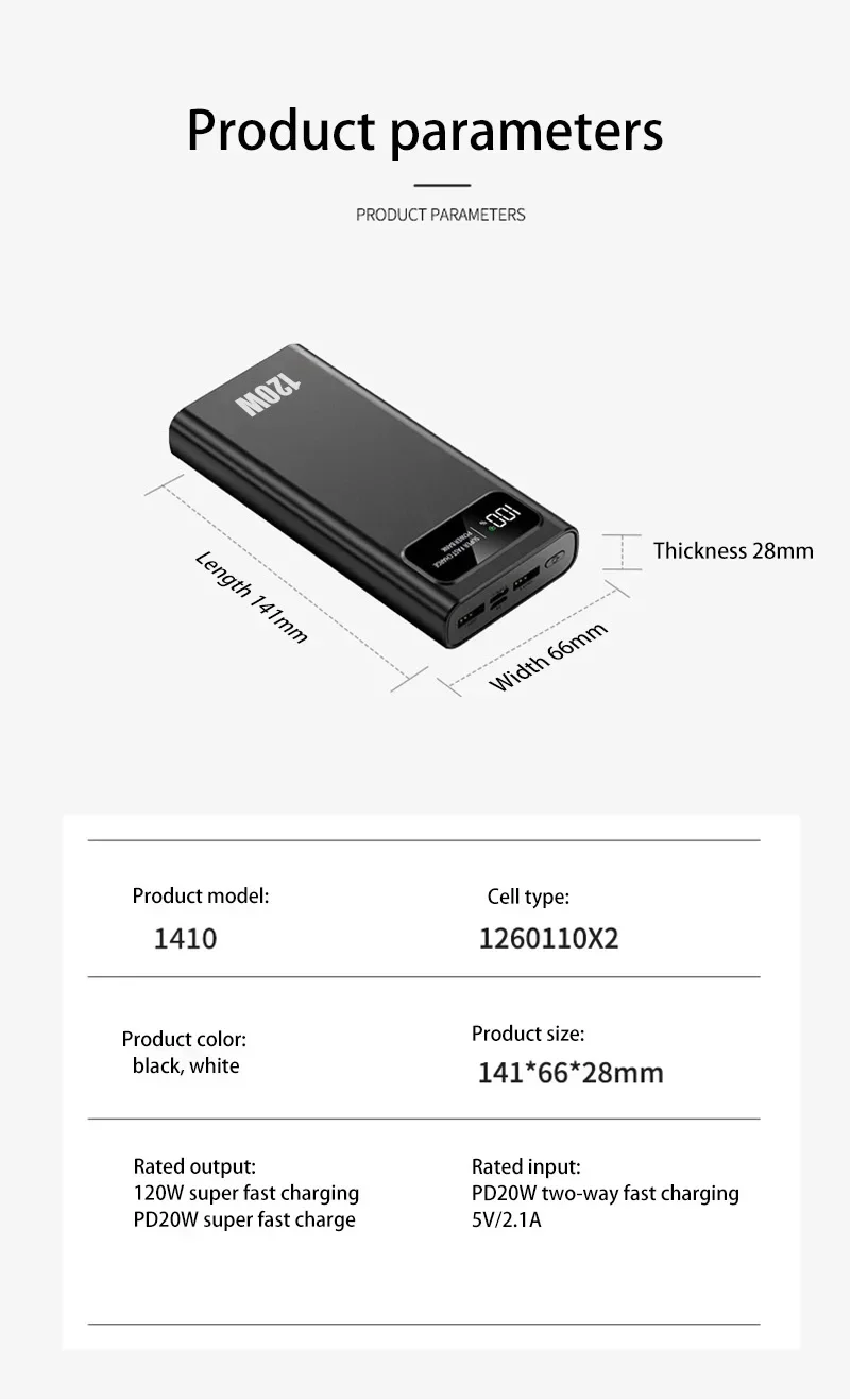 Xiaomi 200000mAh Power Bank Large Capacity 120W Super Fast Charging Portable External Battery With LED Digital Display For phone