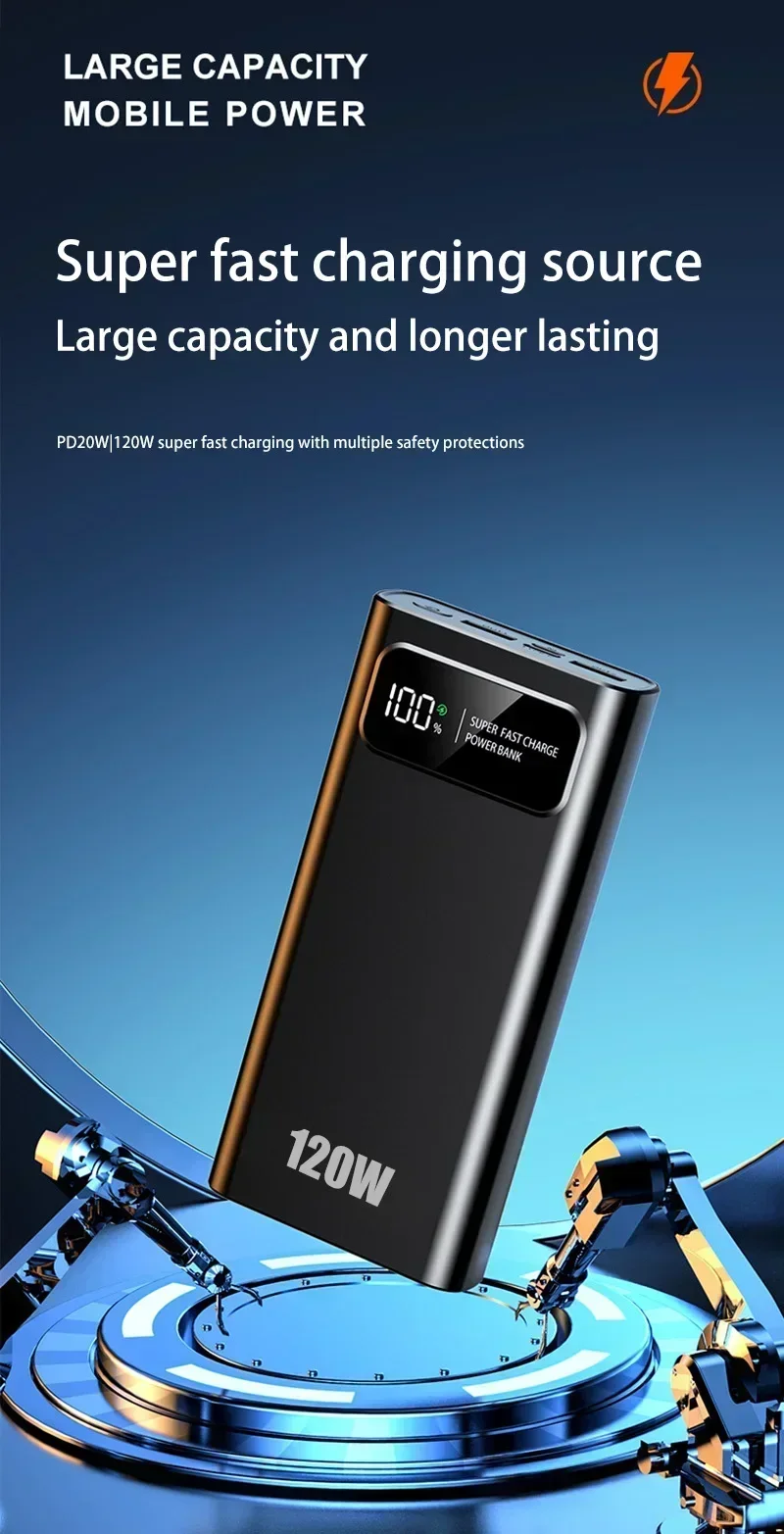 Xiaomi 200000mAh Power Bank Large Capacity 120W Super Fast Charging Portable External Battery With LED Digital Display For phone