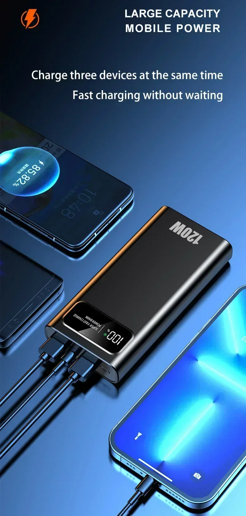 Xiaomi 200000mAh Power Bank Large Capacity 120W Super Fast Charging Portable External Battery With LED Digital Display For phone