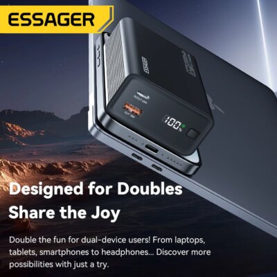 Essager Power Bank 20000mAh Portable PD 65W Fast Charging  Mobile Phone External Battery Powerbank For Phone Laptop Tablet Mac - Image 2